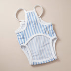 Small dog swimsuit Splashbury dark blue stripe bow one piece
