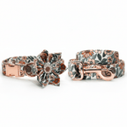 Durable metal buckle dog collar with engraved flower design, fashionable pet collar for dogs, made Mona & Milo