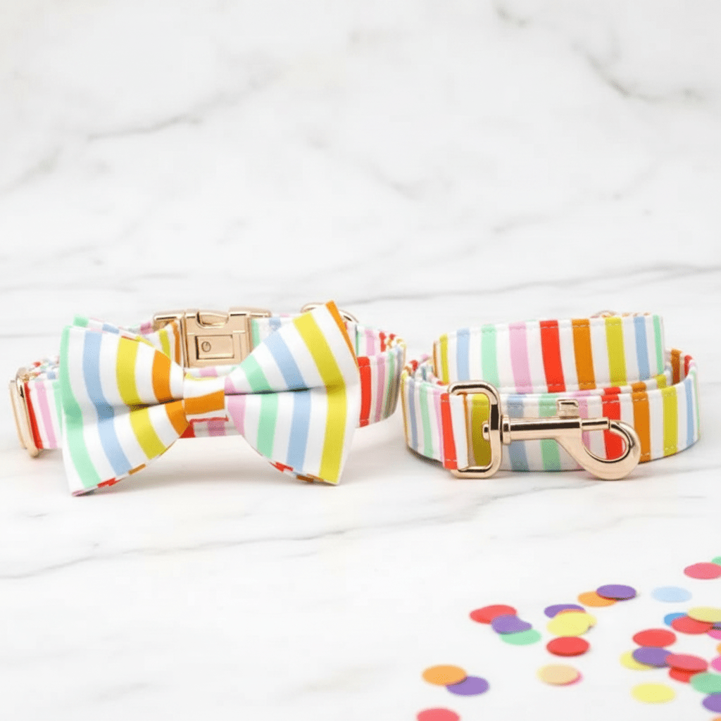 Happy Stripes Collar & Leash Set - Mona & Milo