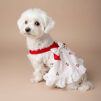 Cherry Twist cotton dress by Mona & Milo, featuring a vibrant cherry pattern, sleeveless design