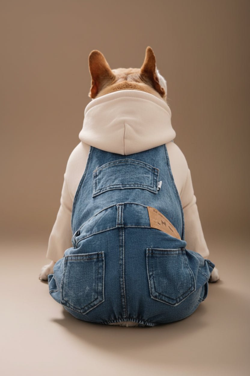 Adorable small dog dungarees for Yorkshire Terrier denim straps
