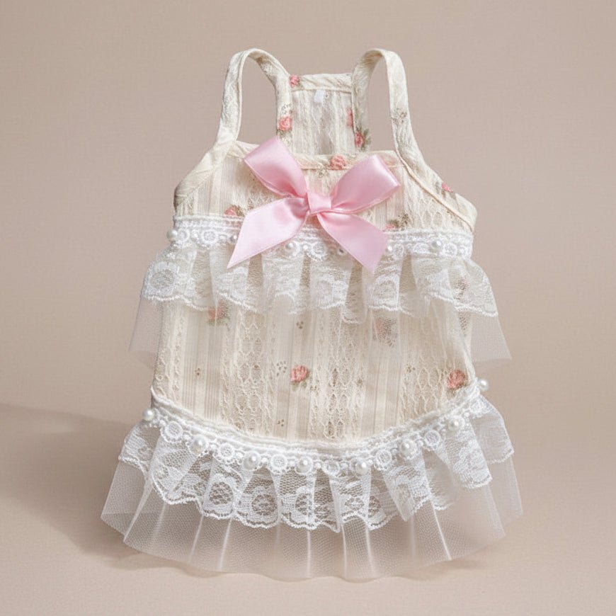 Mona & Milo Camellia floral lace dress with intricate lace details and a flowing silhouette, perfect for elegant occasions.