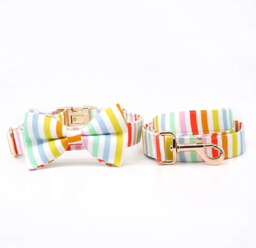 Happy Stripes Collar & Leash Set - Mona & Milo