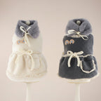 Mona & Milo Fernandine Warm Sherpa Dress displayed on a hanger, featuring a cozy, plush sherpa fabric in a stylish design.