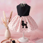 Midnight Poodle Dress by Mona & Milo, stylish black dress with playful poodle pattern, perfect for fashionable occasions.