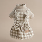 Mona & Milo Cozbury checkered dress and jumpsuit, casual stylish outfit with bold pattern, front view on a white background.