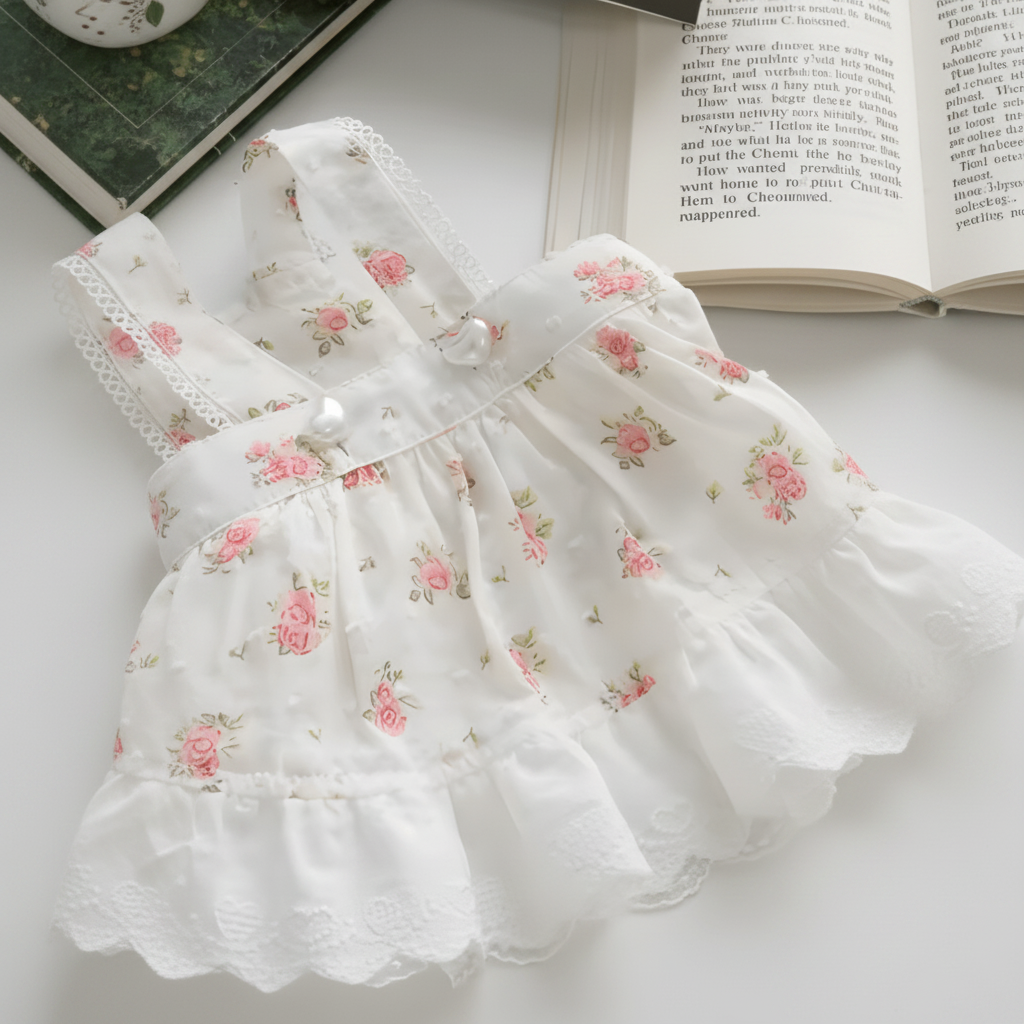 Mona & Milo Lola cotton floral dress with short sleeves and colorful floral print, perfect for a casual summer look.