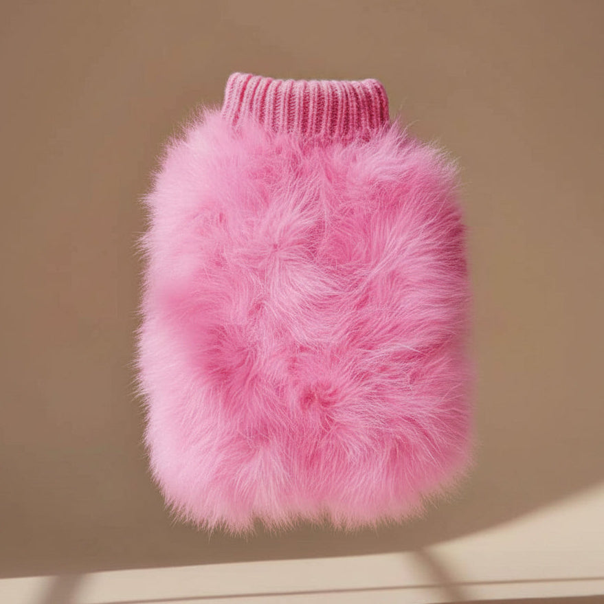 Mona & Milo Câlin Vintage Fluffy Sweater in cozy knit with soft, plush texture, displayed on a hanger.