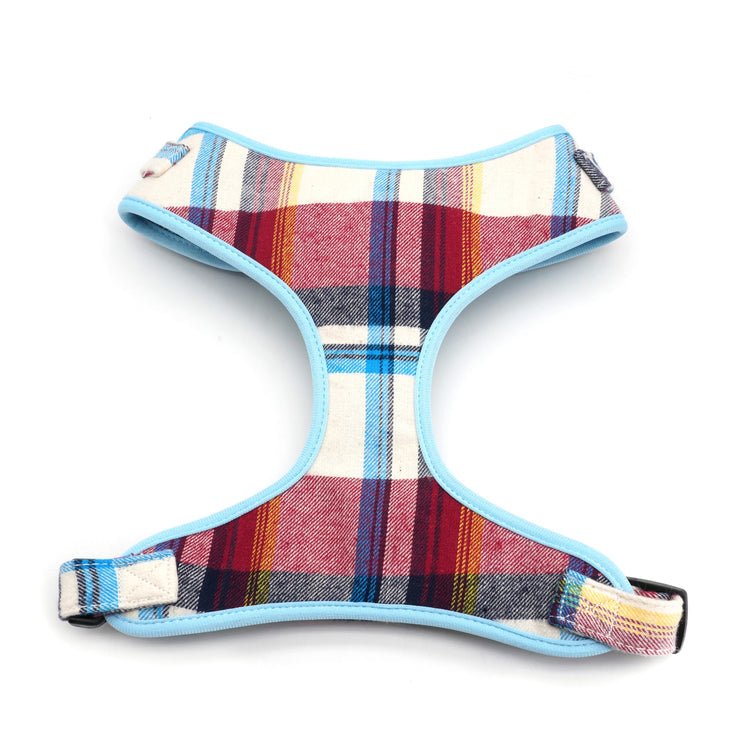 Checkered-themed adjustable dog pet harness with bowtie collar, suitable for weddings, birthdays, and special occasions.