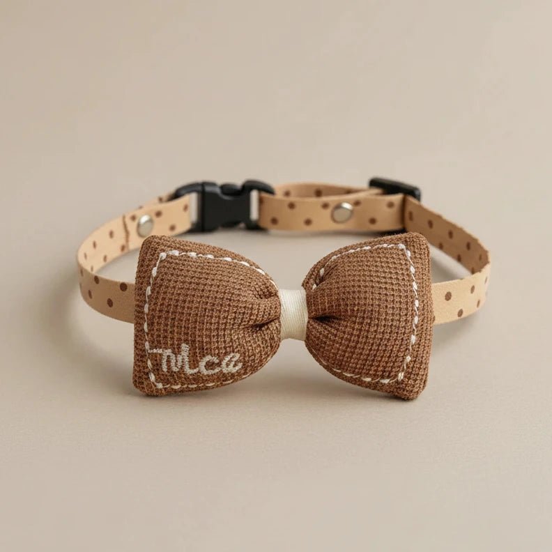Chihuahua small dog decorative collar Willow brown bow cloth lightweight
