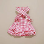 Mona & Milo Rosette Cotton Gingham Dress for girls, featuring a classic red and white checkered pattern