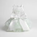 Jolie Tulle Lace Dress — dreamy layered tulle skirt with sheer lace top and large white satin bow at the waist
