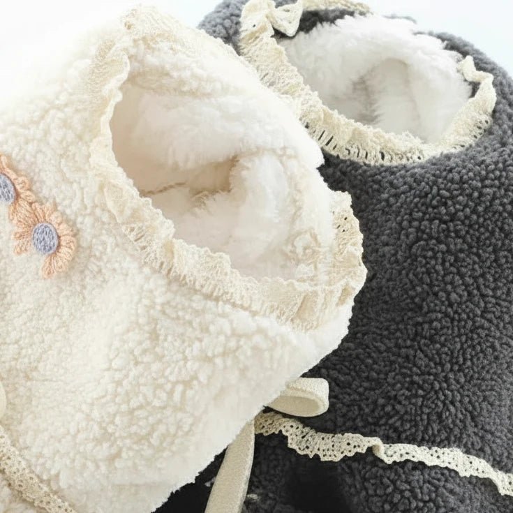 Mona & Milo Fernandine Warm Sherpa Dress in cozy, plush fabric, featuring a relaxed fit and stylish design
