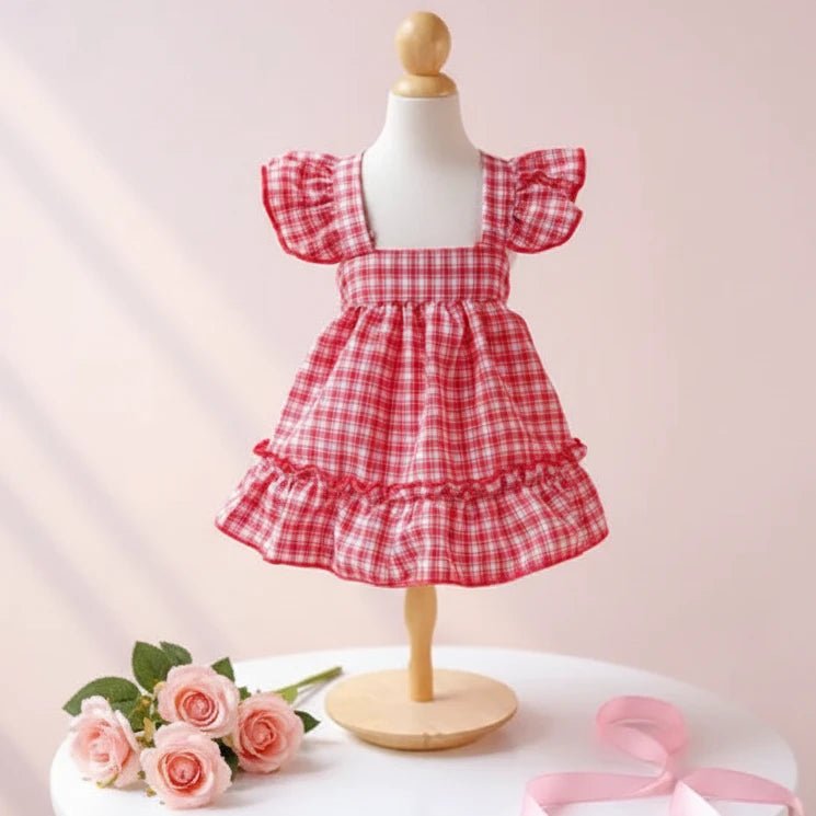 Red plaid  summer dog dress - Mona & Milo 