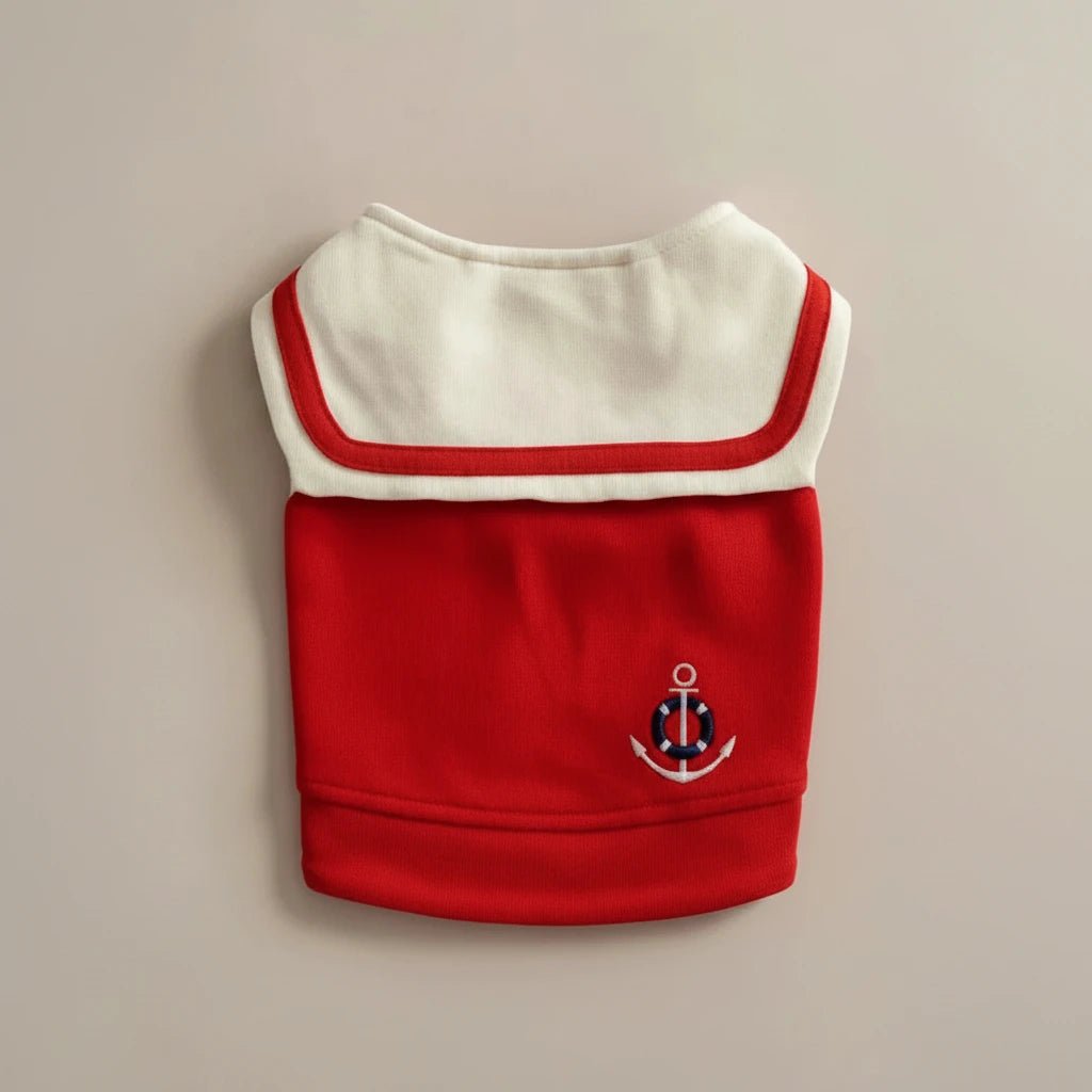 Small dog sailor top Nautica red anchor embroidery nautical crisp
