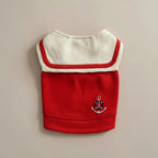 Small dog sailor top Nautica red anchor embroidery nautical crisp
