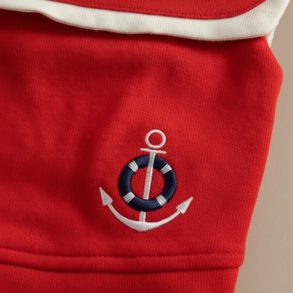 Small dog sailor top Nautica red lace anchor embroidery fashion
