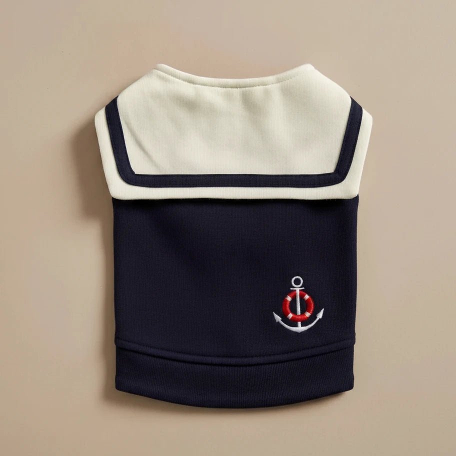 Small dog sailor top Nautica navy blue sailor collar back unisex
