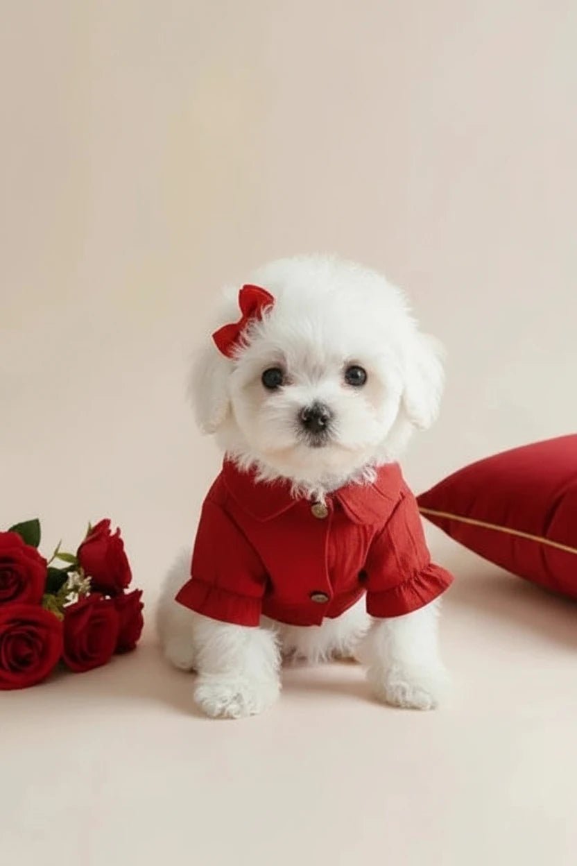 Chihuahua small dog cotton shirt Rouge Strawberry Shirt rouge puff sleeves adorable
