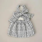 Small dog cotton dress Curtsy Bow black white plaid cross straps bow charming
