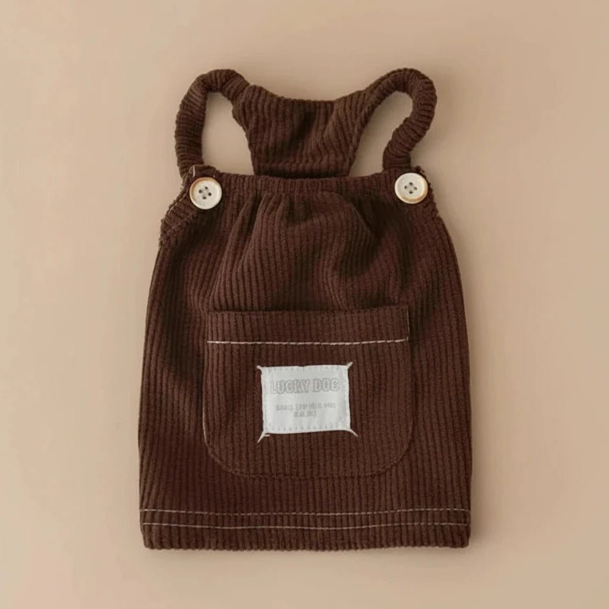 Butterscotch corduroy pinafore dress by Mona & Milo, featuring a charming sleeveless design
