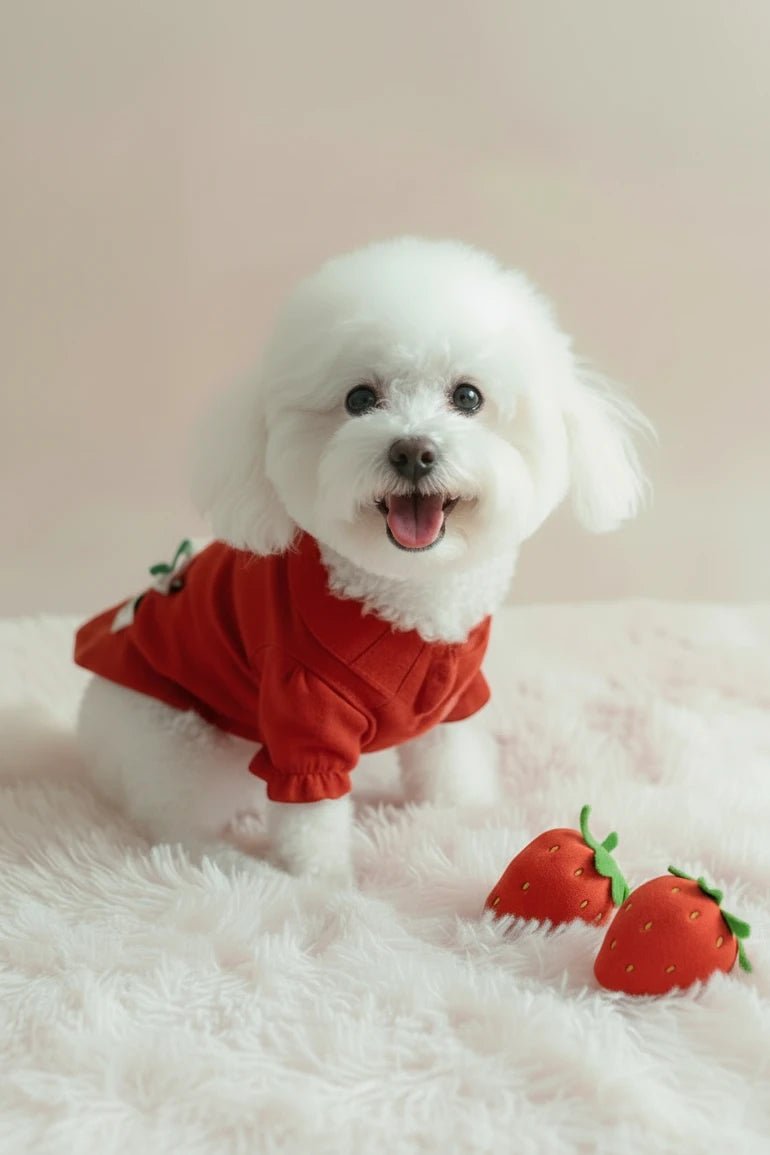 Small dog cotton shirt Rouge Strawberry Shirt rouge button-up collar breathable spring
