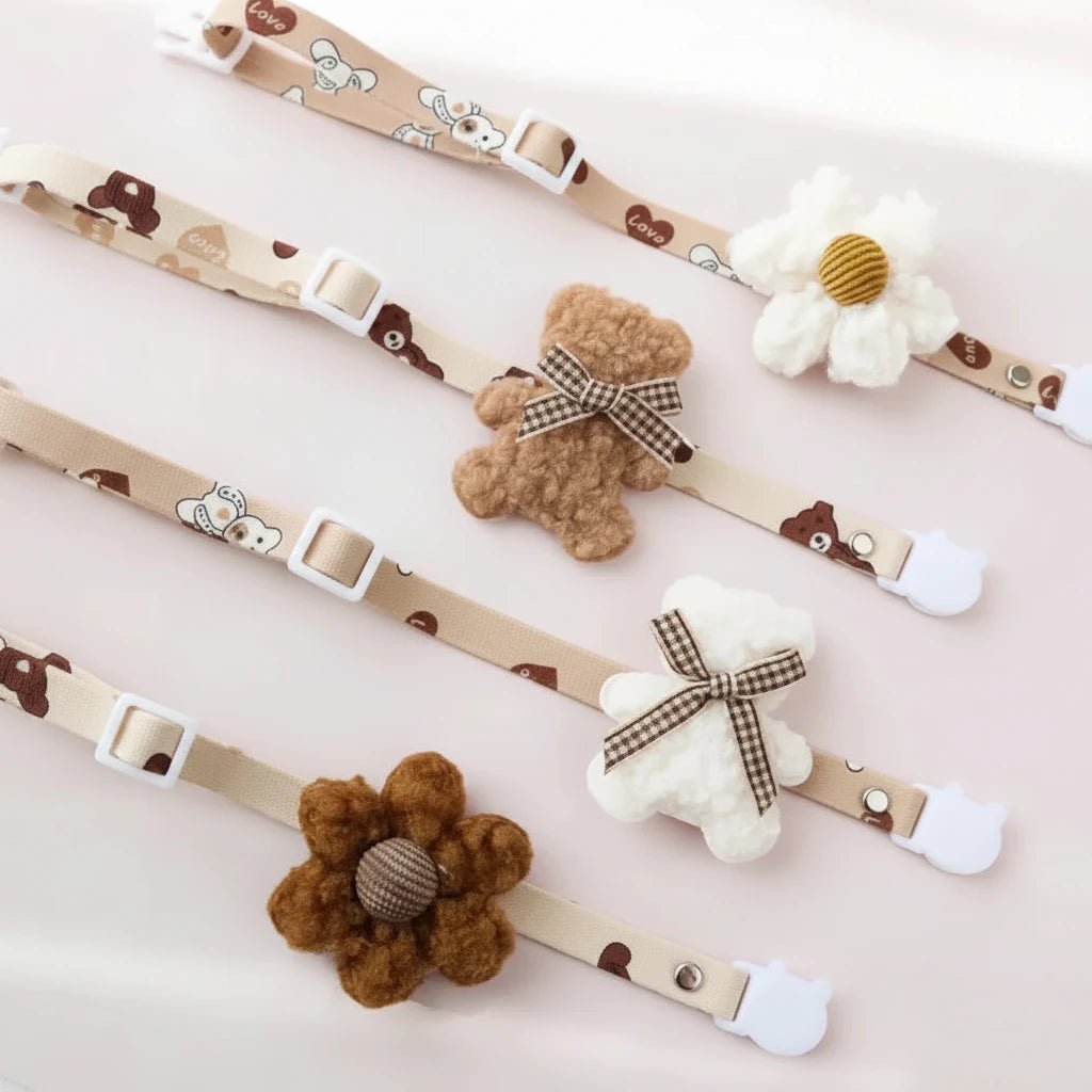 Small dog decorative collar Blossom bear flower bow tie collection four designs
