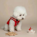 Pomeranian small dog sailor top Nautica red sailor collar back adorable
