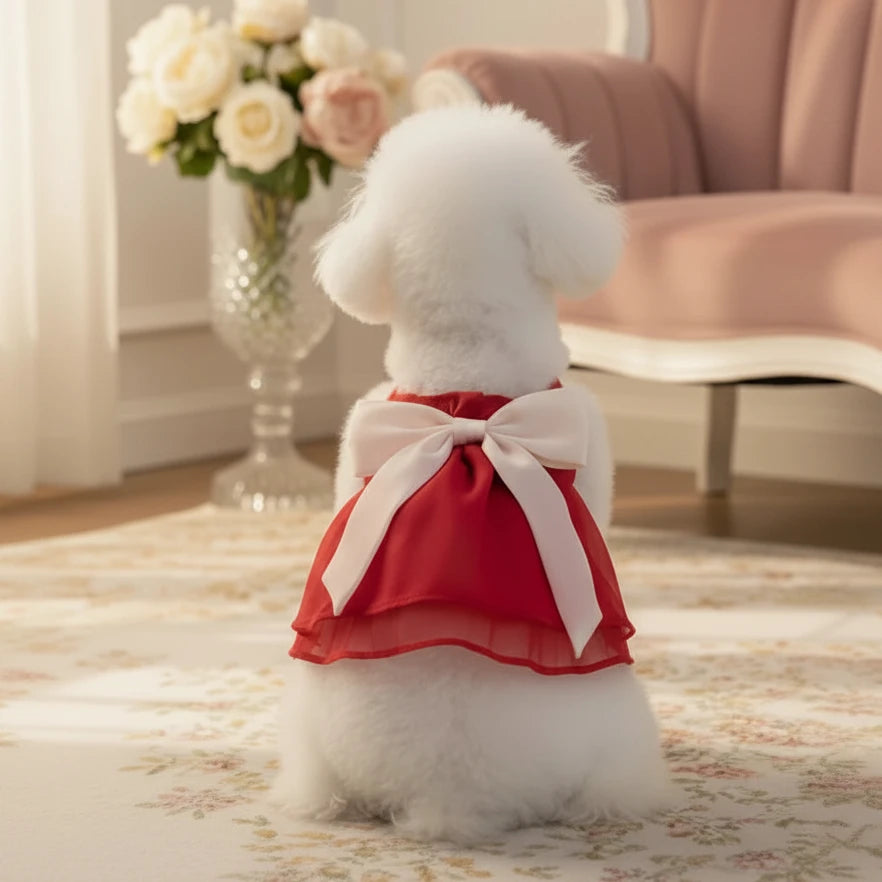 Mona & Milo Giselle Bow Dress in soft fabric with bow detail, showcasing elegant design and feminine style.