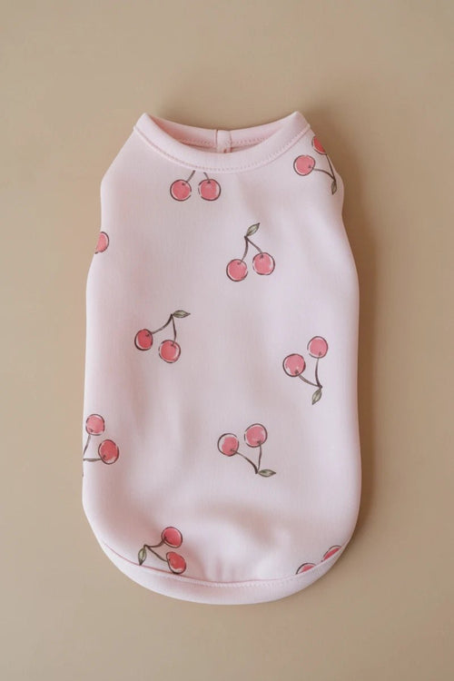 Small dog cherry top Mirabelle pink cherries lightweight spring summer

