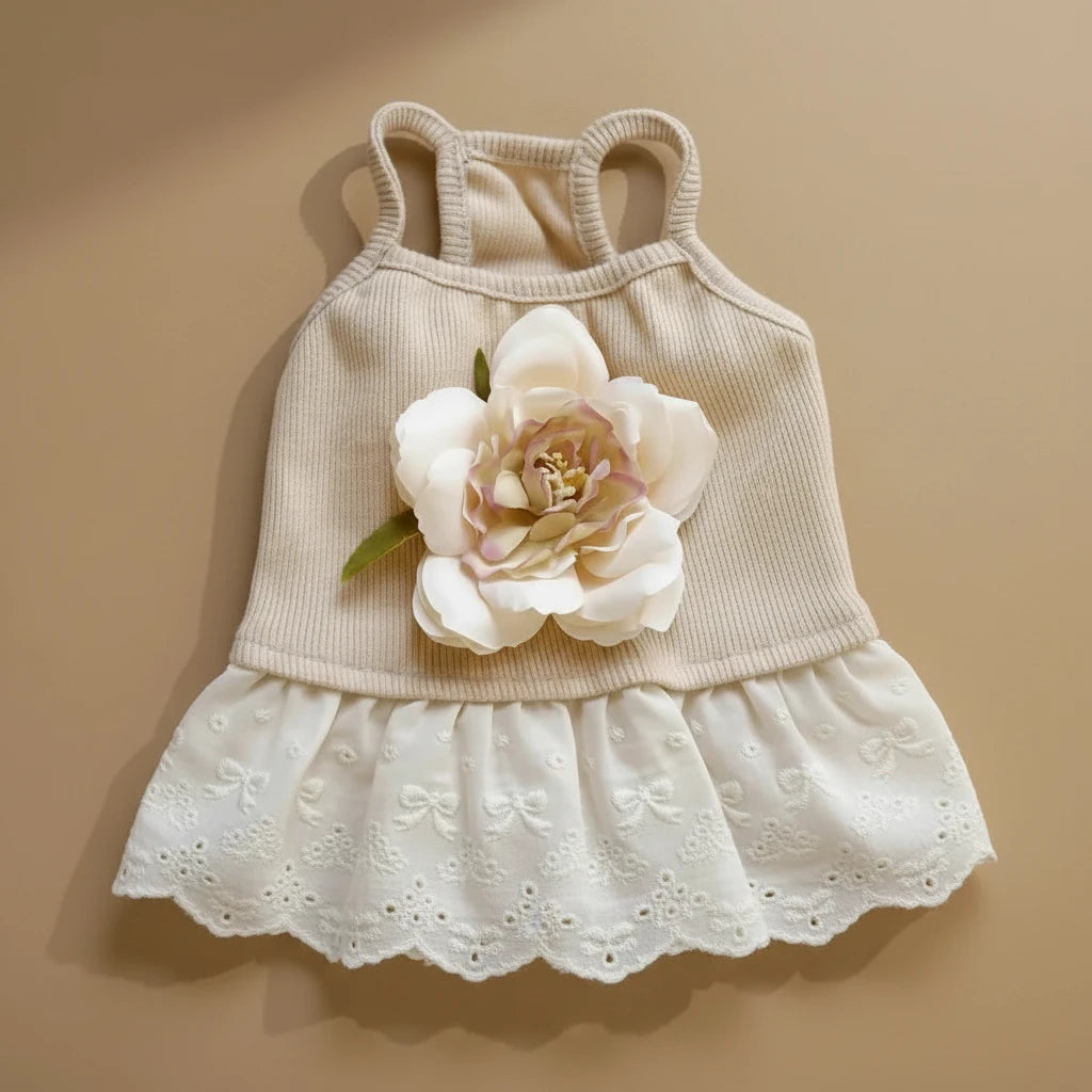 Florence Cotton Flower Dress by Mona & Milo featuring a floral print, sleeveless design, and lightweight cotton fabric.