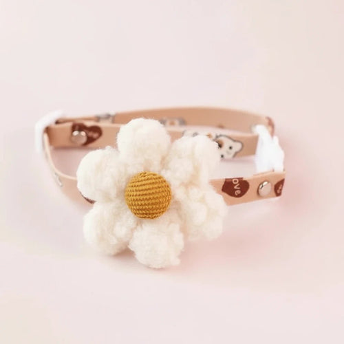 Pomeranian small dog decorative collar Blossom white flower bow tie soft
