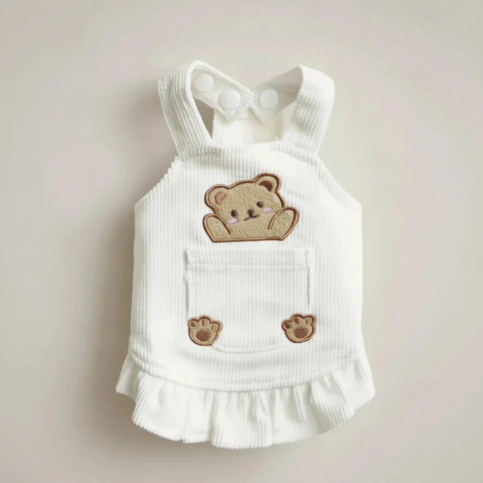 Yorkshire Terrier small dog dress Truffle corduroy suspender straps brown
