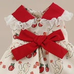 Mona & Milo Marmalade cotton dress shown on a hanger with a vibrant orange and white floral pattern, sleeveless design.