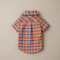 Mona & Milo Fiesta plaid shirt with red, green, and white checkered pattern, long sleeves, and button-down front.