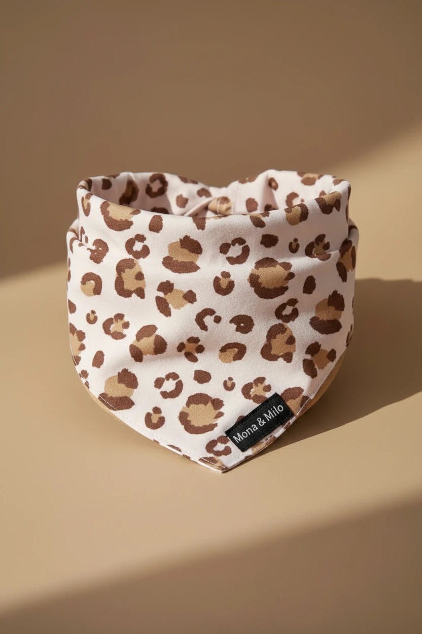 Small dog leopard harness set 6-piece collar leash bandana
