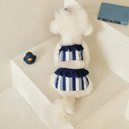 Nautique striped Mona & Milo swimsuit featuring a stylish swimwear design with blue and white horizontal stripes.