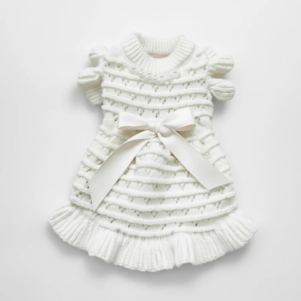 Noelle Bow Knit Dress by Mona & Milo, featuring a stylish knitted dress with bow detail