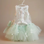 Jolie small dog wedding dress — full tutu tulle skirt with delicate star and flower lace details throughout