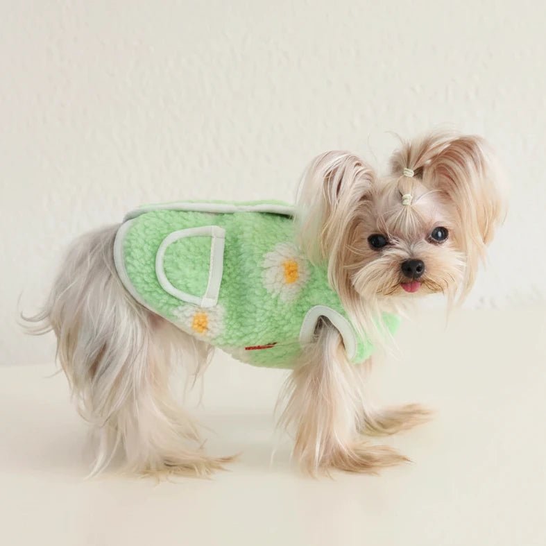 Mona & Milo Seraphine Floral Fleece Vest featuring a colorful floral pattern and soft fleece material.