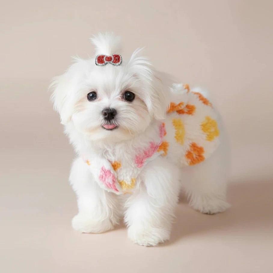 Mona & Milo Calypso Floral Fleece Dress featuring vibrant floral pattern and cozy fleece fabric, perfect for casual wear.