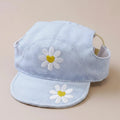 Small dog cotton cap Daisling light blue daisy embroidery
