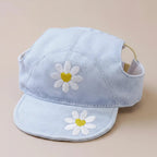 Small dog cotton cap Daisling light blue daisy embroidery
