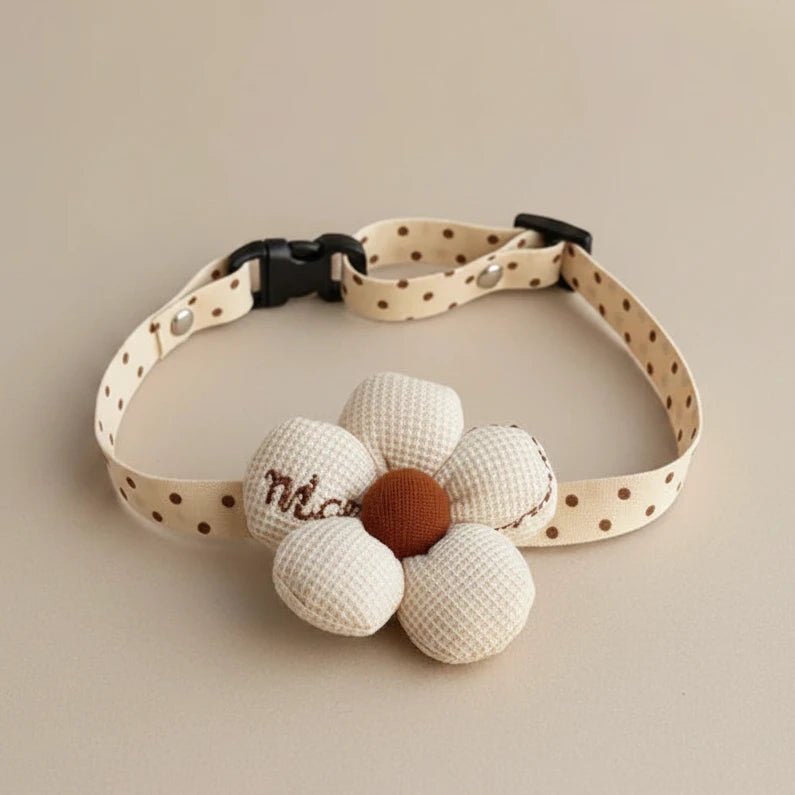 Maltese small dog decorative collar Willow beige flower cloth charming
