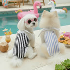 Chihuahua Yorkshire Terrier small dog swimsuit Splashbury dark blue light blue stripe