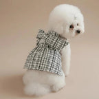 Chihuahua small dog cotton dress Curtsy Bow black white plaid adorable
