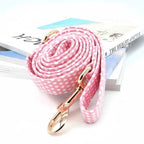 Pink design dog collar and leash set for pets, perfect for weddings or birthdays, made by Mona & Milo