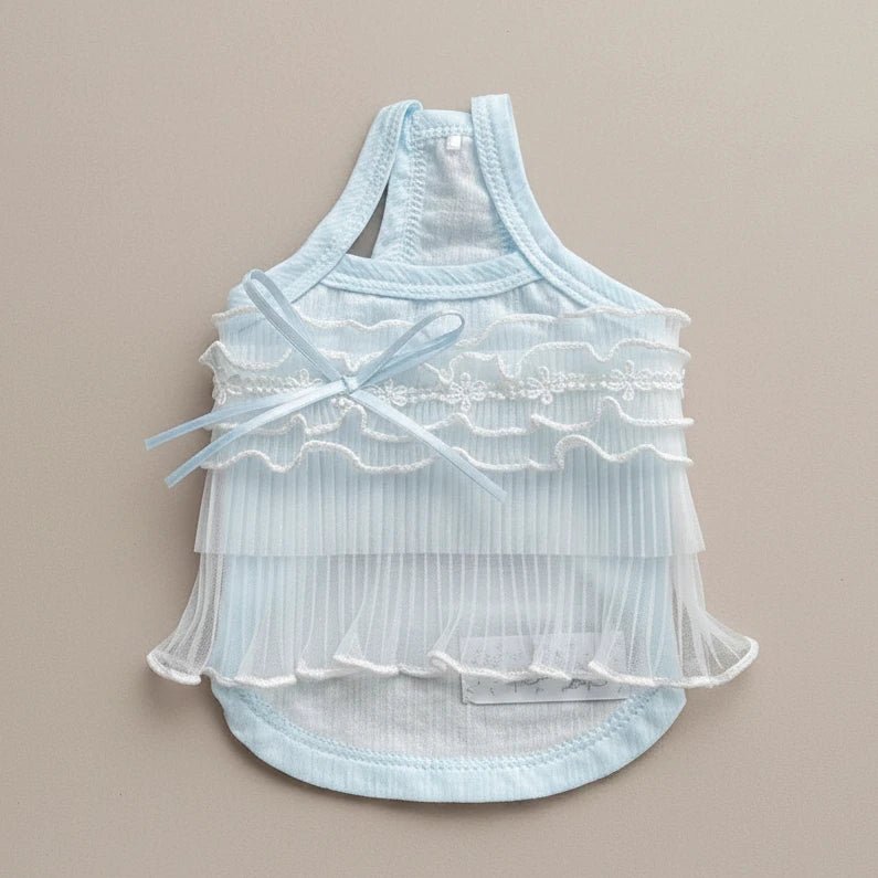 Small dog lace tank top Cloudberry sky blue sleeveless elegant
