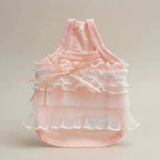 Small dog lace tank top Cloudberry soft salmon bow back delicate sweet
