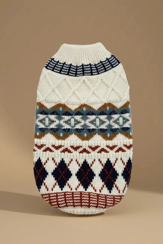 Adorable small dog sweater for Pomeranian Nordic pattern knit
